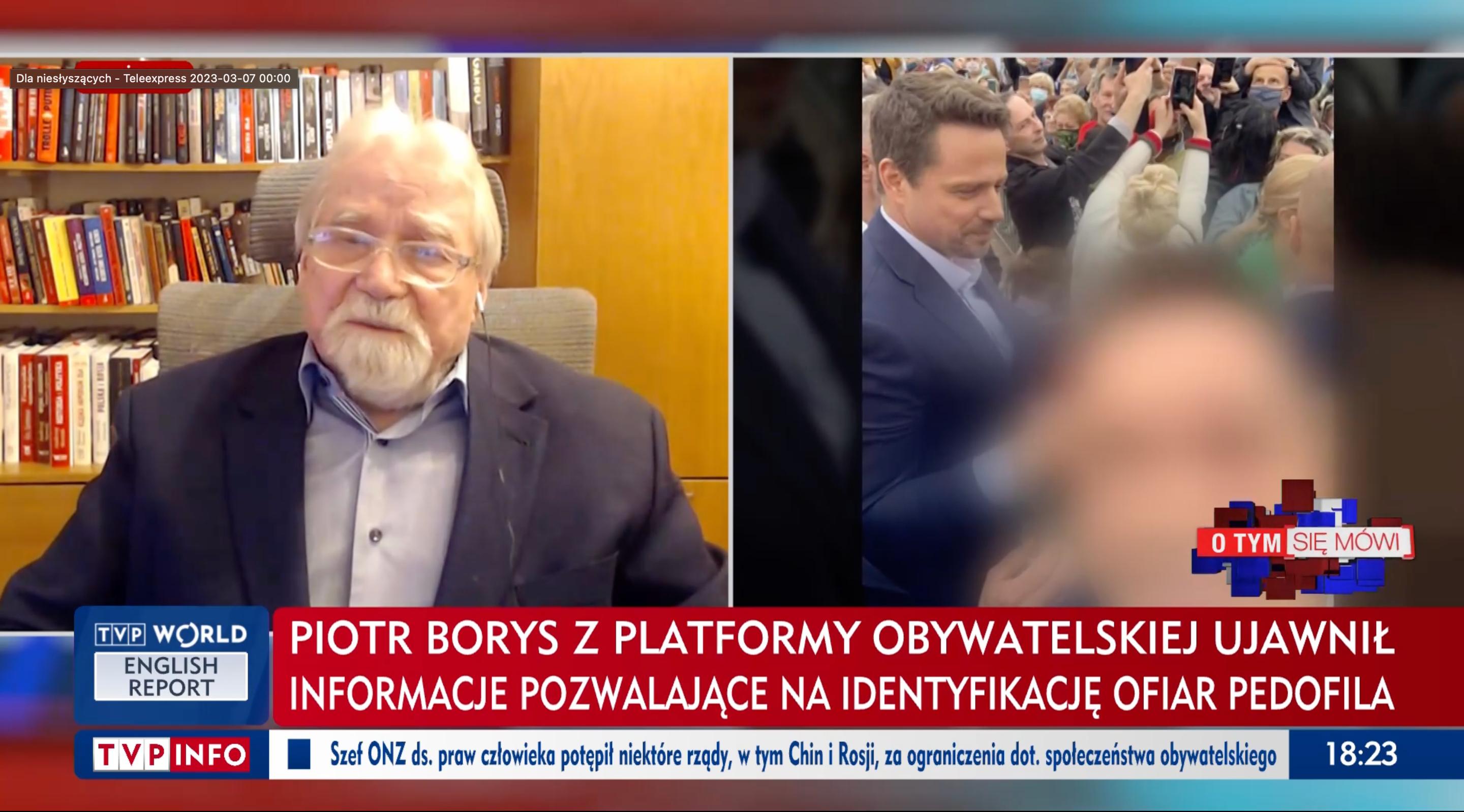 TVP Info odwraca kota ogonem. Na zdjęciu Jerzy Jachowicz, w tle: Rafał Trzaskowski. Program specjalny 7 marca 2023