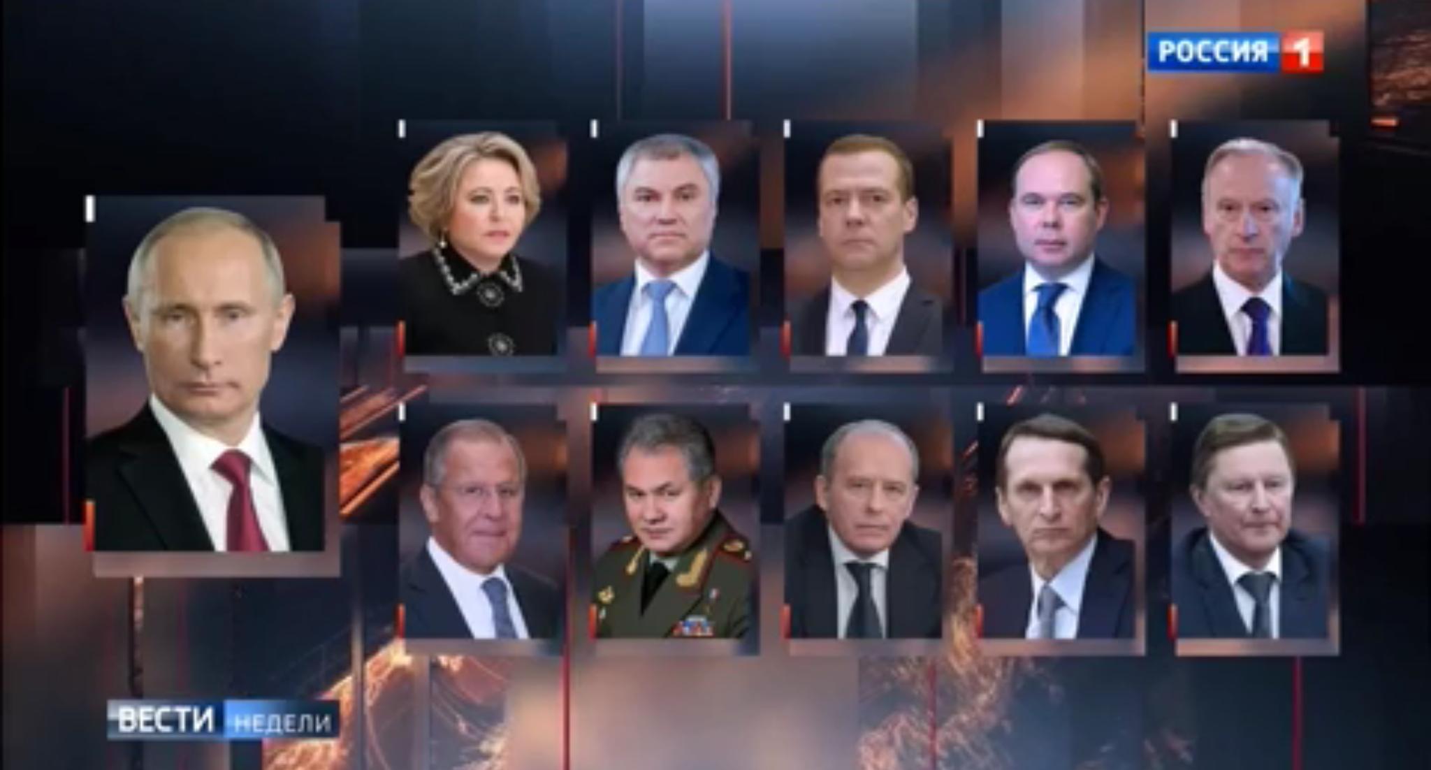 Screen z "Wiesti": Zdjęcie Putina i dziesięciorga dygnitarzy