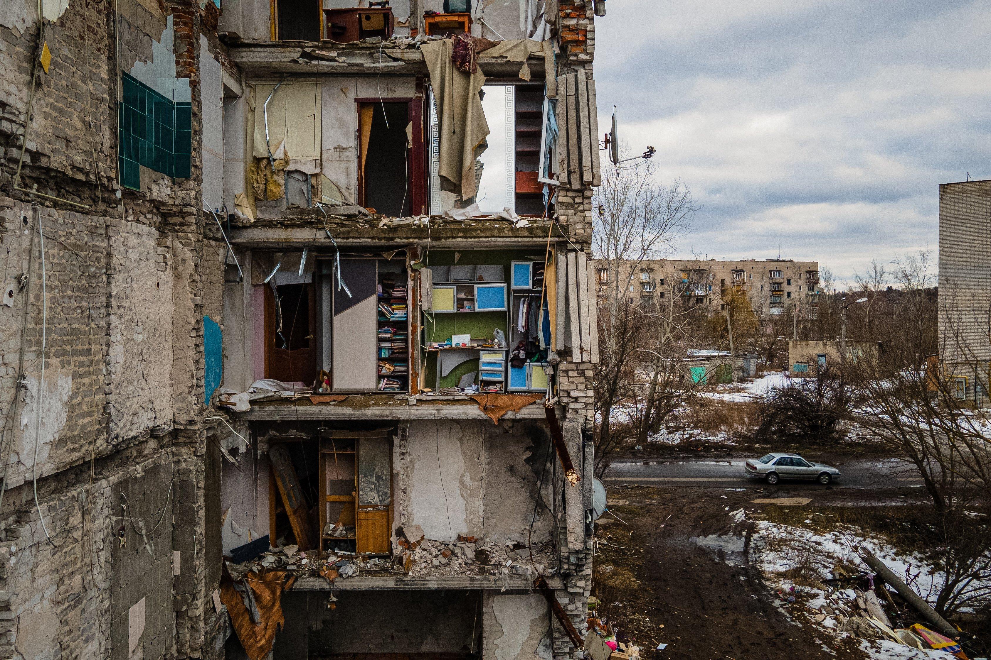 zniszczony w bombardowaniu dom mieszkalny