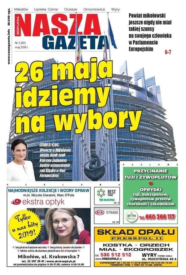 Okładka czasopisma "Nasza Gazeta" zachęcająca do głosowania na Izabelę Kloc.