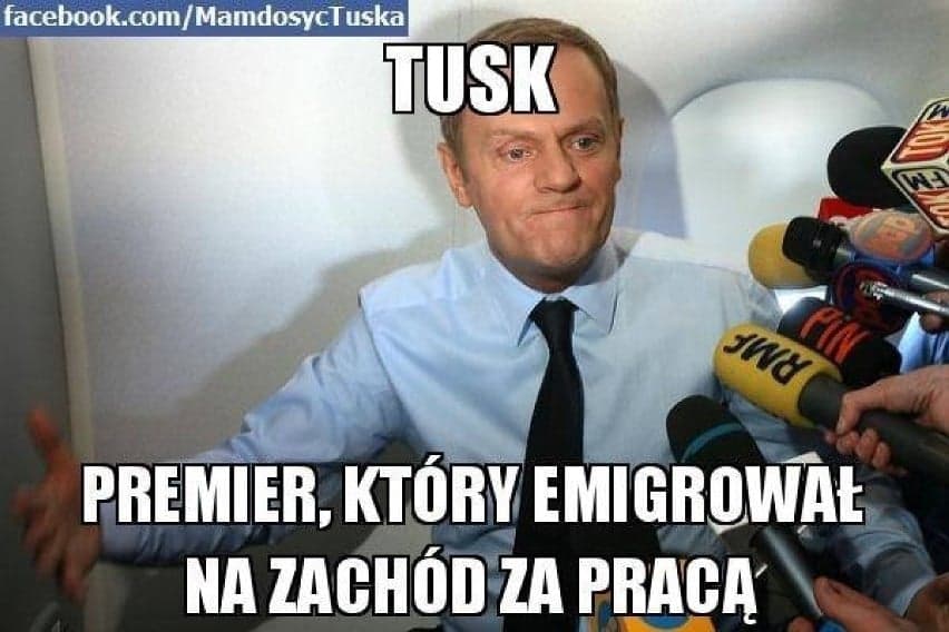 mem: Tusk, premier, który emigrował na Zachód za pracą