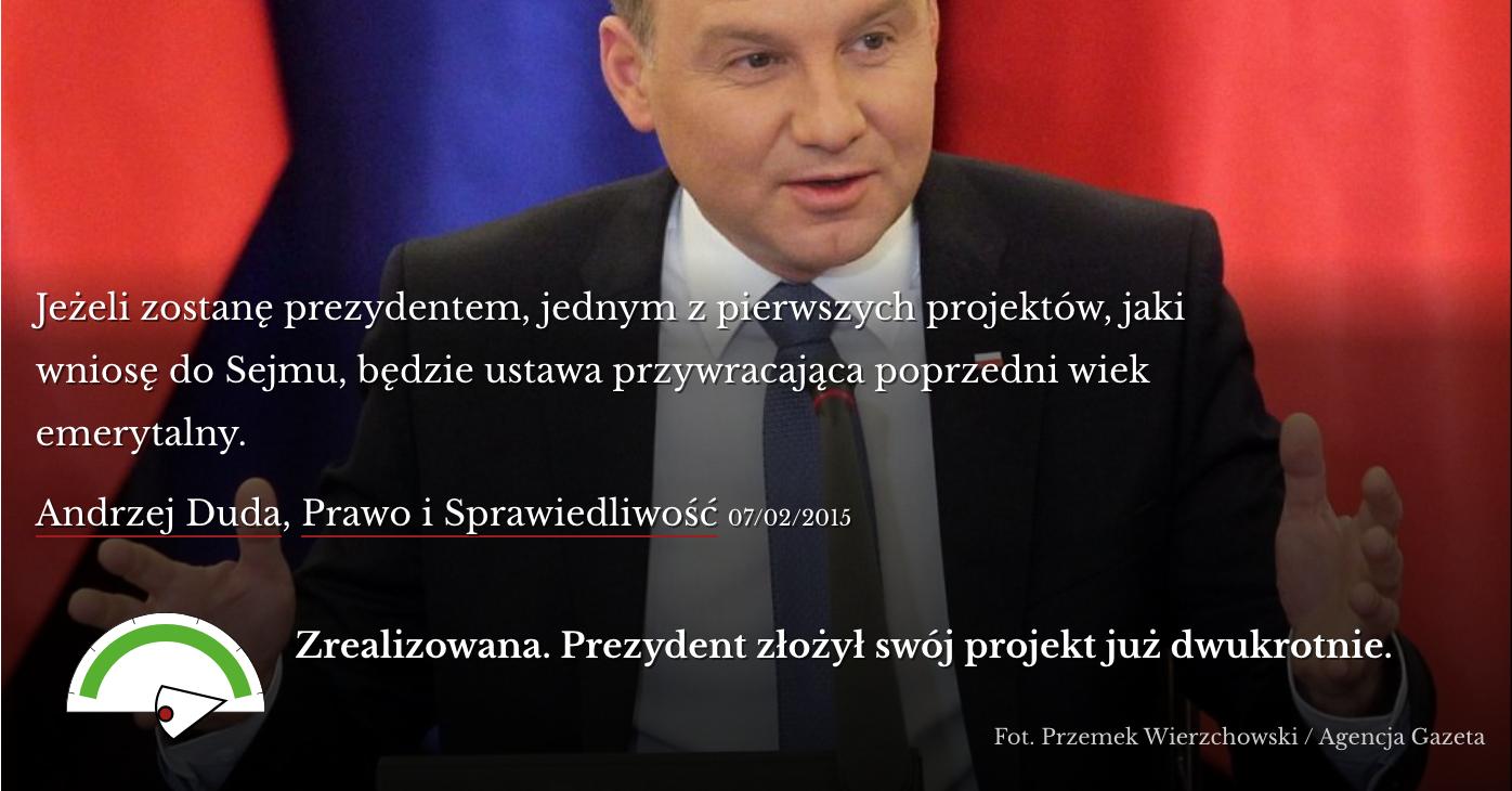 Duda, Andrzej - wiek emerytalny