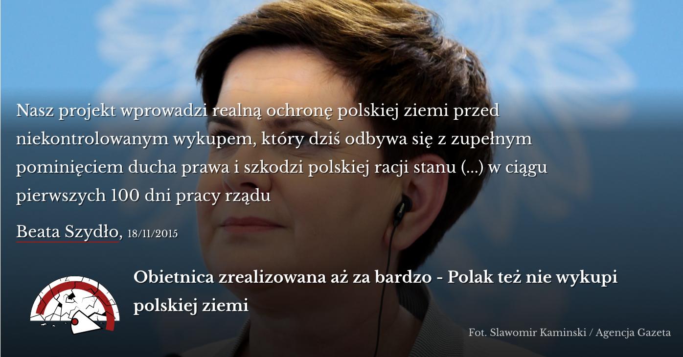Szydło, Beata: Obrona polskiej ziemi przed wykupem