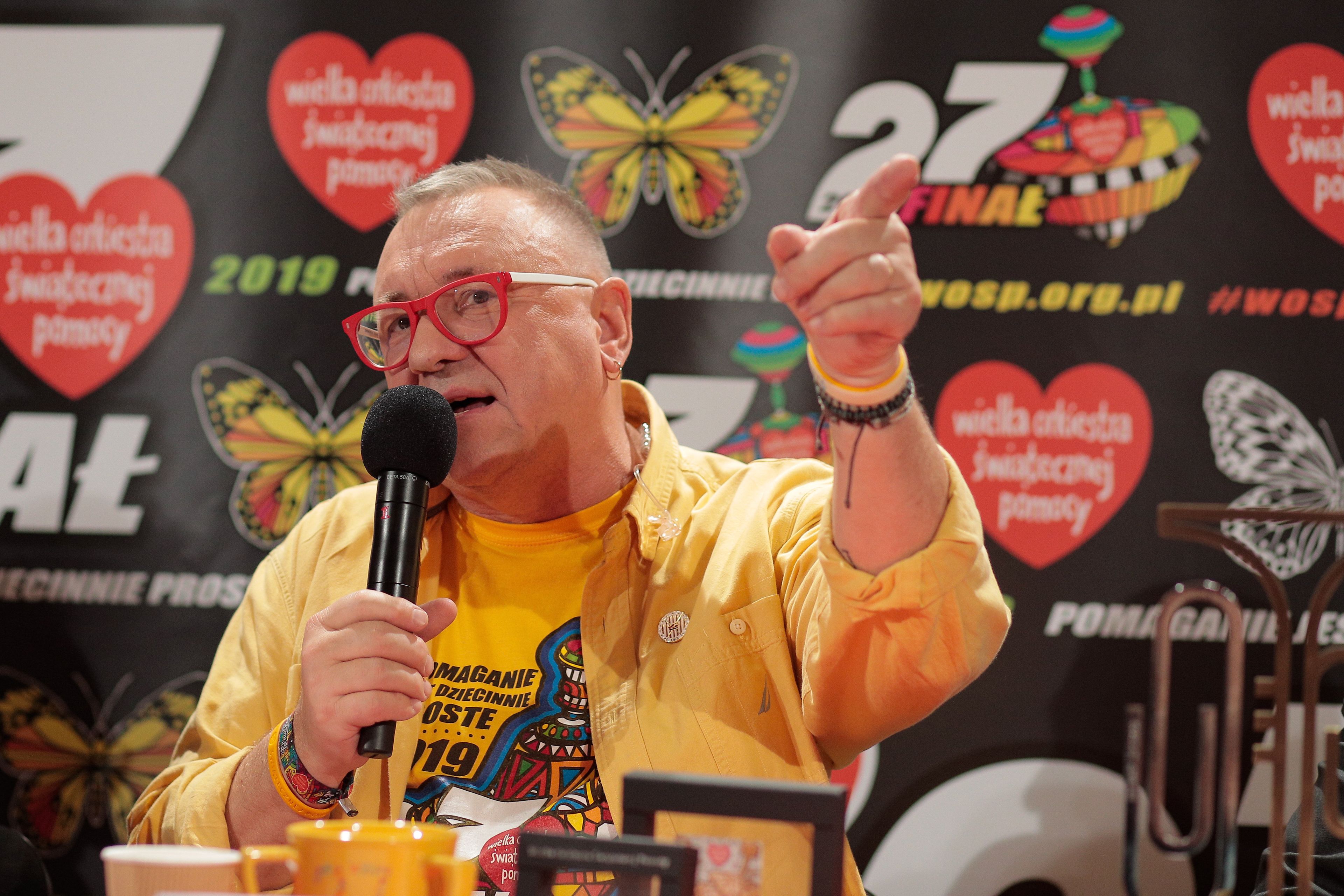 13.01.2019 Warszawa , plac Defilad . Miasteczko Wielkiej Orkiesty Swiatecznej Pomocy . Jerzy Owsiak podczas 27 . Finalu Wielkiej Orkiestry Swiatecznej Pomocy .
Fot. Dawid Zuchowicz / Agencja Gazeta