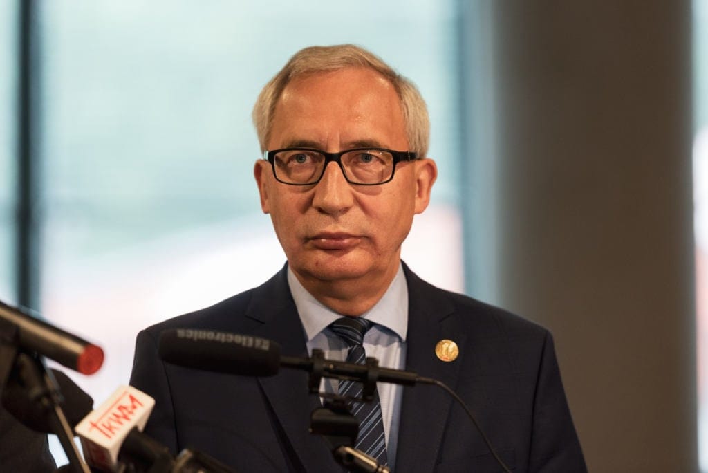 08.07.2019 Gdansk ,  Pl. Wladyslawa Bartoszewskiego 1 . Muzeum II Wojny Swiatowej . Nz posel PiS , autor specustawy o Westerplatte Kazimierz Smolinski podczas konferencji prasowej poswieconej zagospodarowaniu Westerplatte .
Fot. Martyna Niecko / Agencja Gazeta