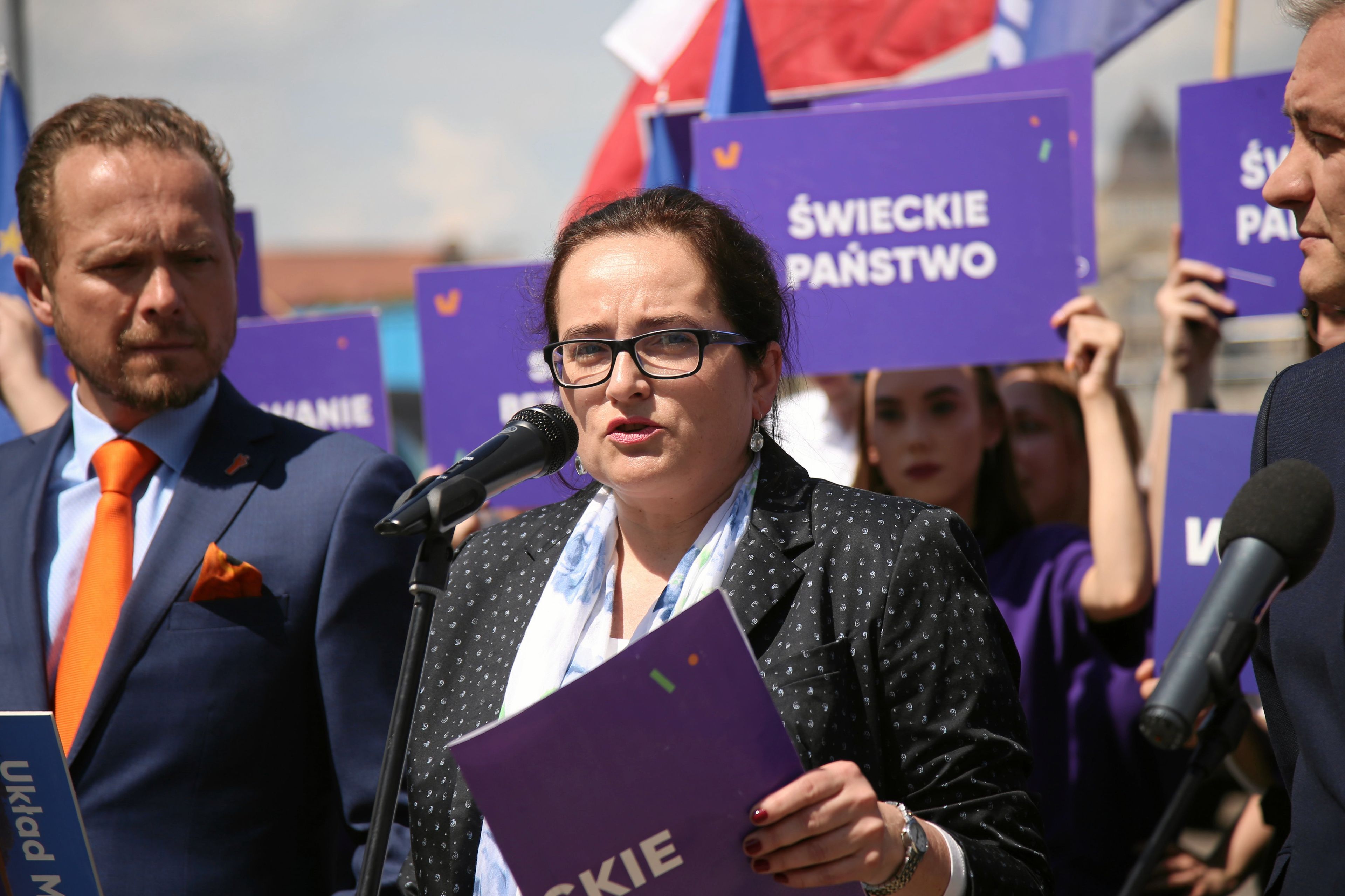 21.05.2019 Szczecin , Lasztownia . Anita Kucharska - Dziedzic podczas konferencji prasowej przed wyborami do parlamentu europejskiego .
Fot. Cezary Aszkielowicz / Agencja Wyborcza.pl