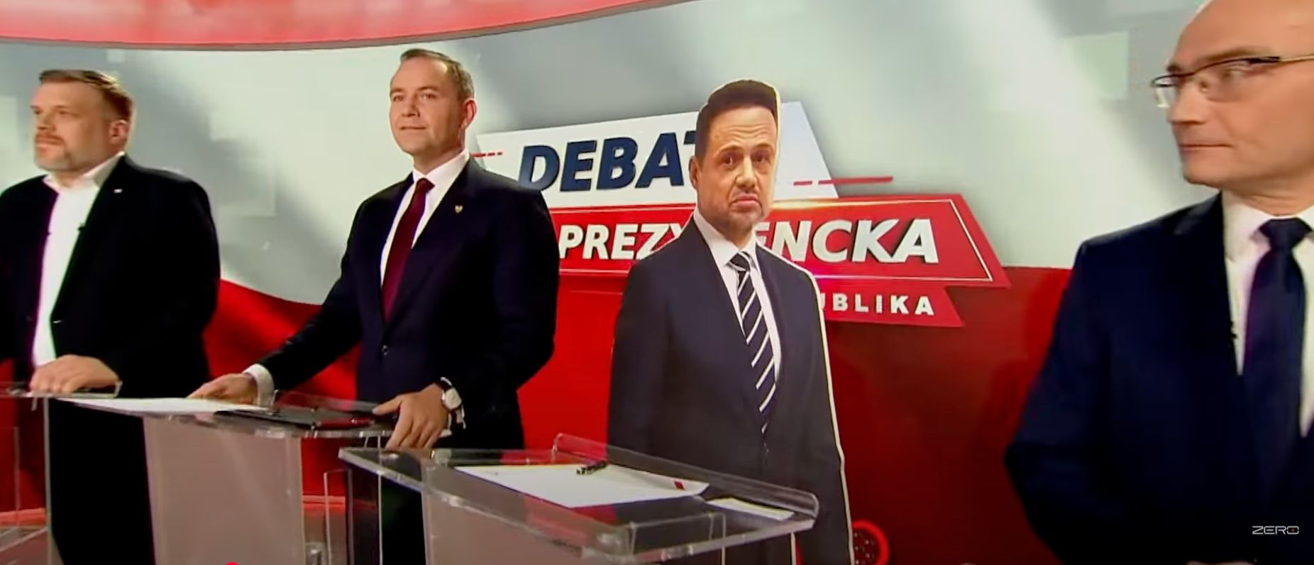 Debata prezydencka w Telewizji Republika. Tekturowy Rafał Trzaskowski