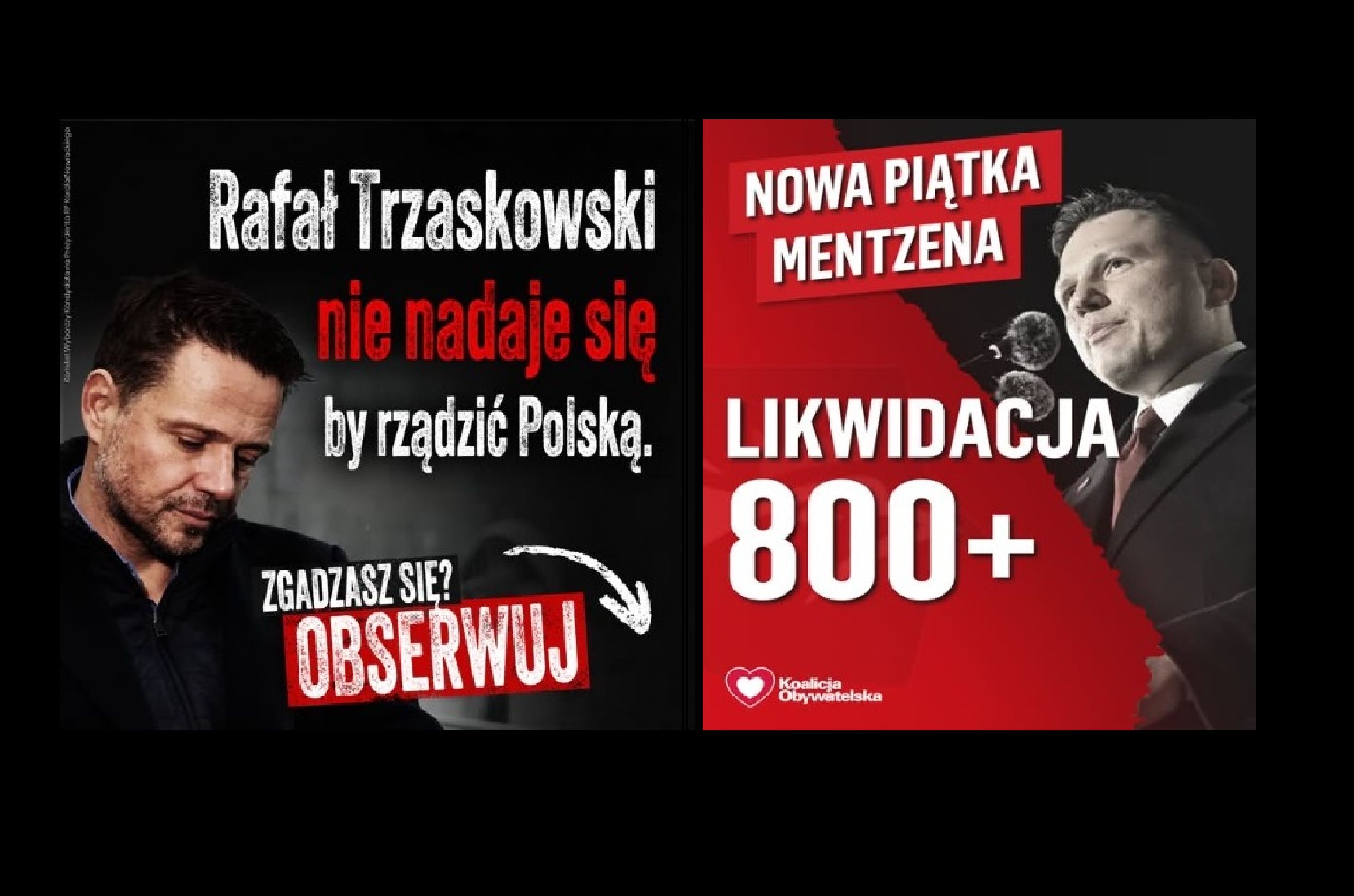 Negatywne reklamy wyborcze z kampanii czarnego PR-u. Źródło: Facebook