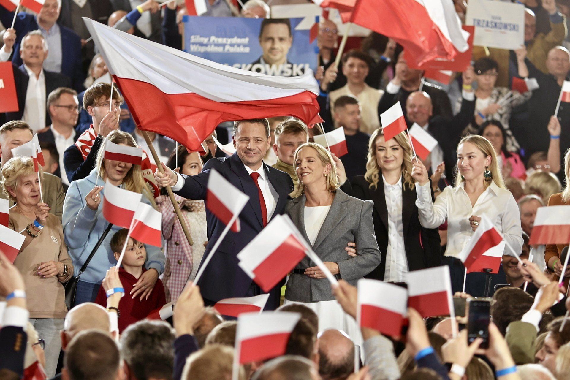 18.05.2025 Sandomierz . Wieczor wyborczy kandydata na prezydenta RP Rafala Trzaskowskiego .
Fot. Wojciech Habdas / Agencja Wyborcza.pl