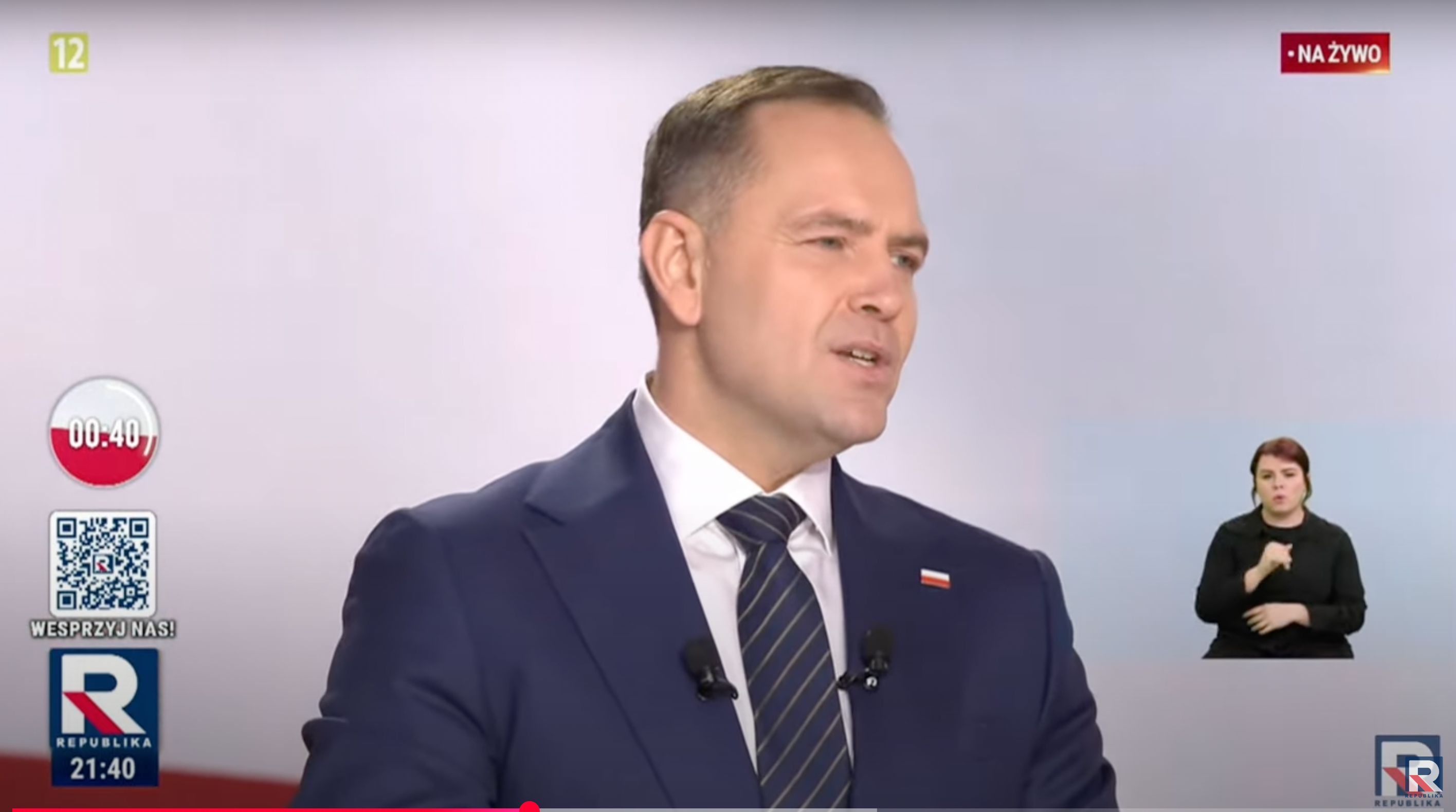 Karol Nawrocki podczas debaty w tv