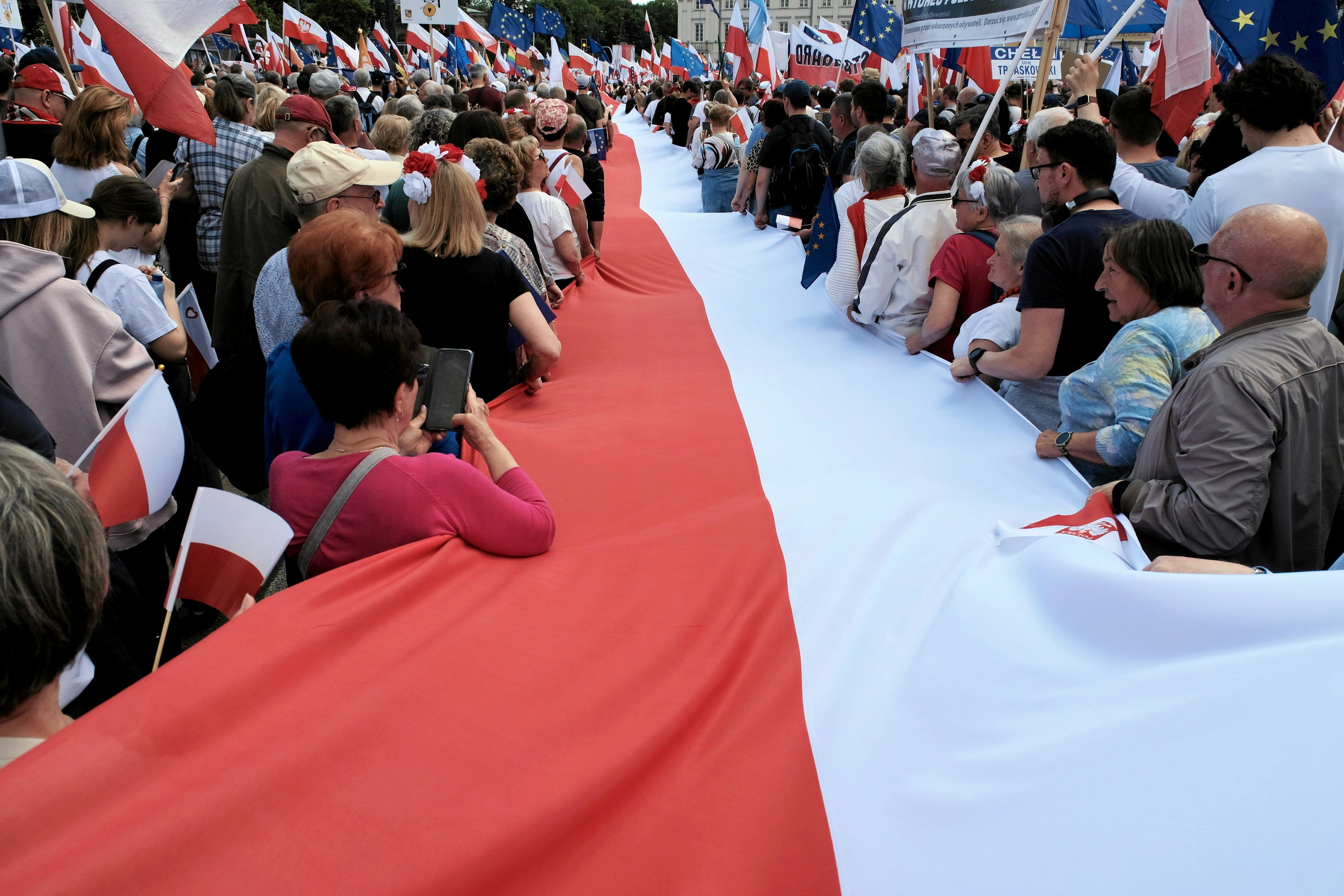25.05.2025 Warszawa , Wielki Marsz Patriotow . Koalicyjny marsz poparcia dla Rafala Trzaskowskiego - kandydata PO w Wyborach Prezydenckich 2025 .
Fot. Slawomir Kaminski / Agencja Wyborcza.pl