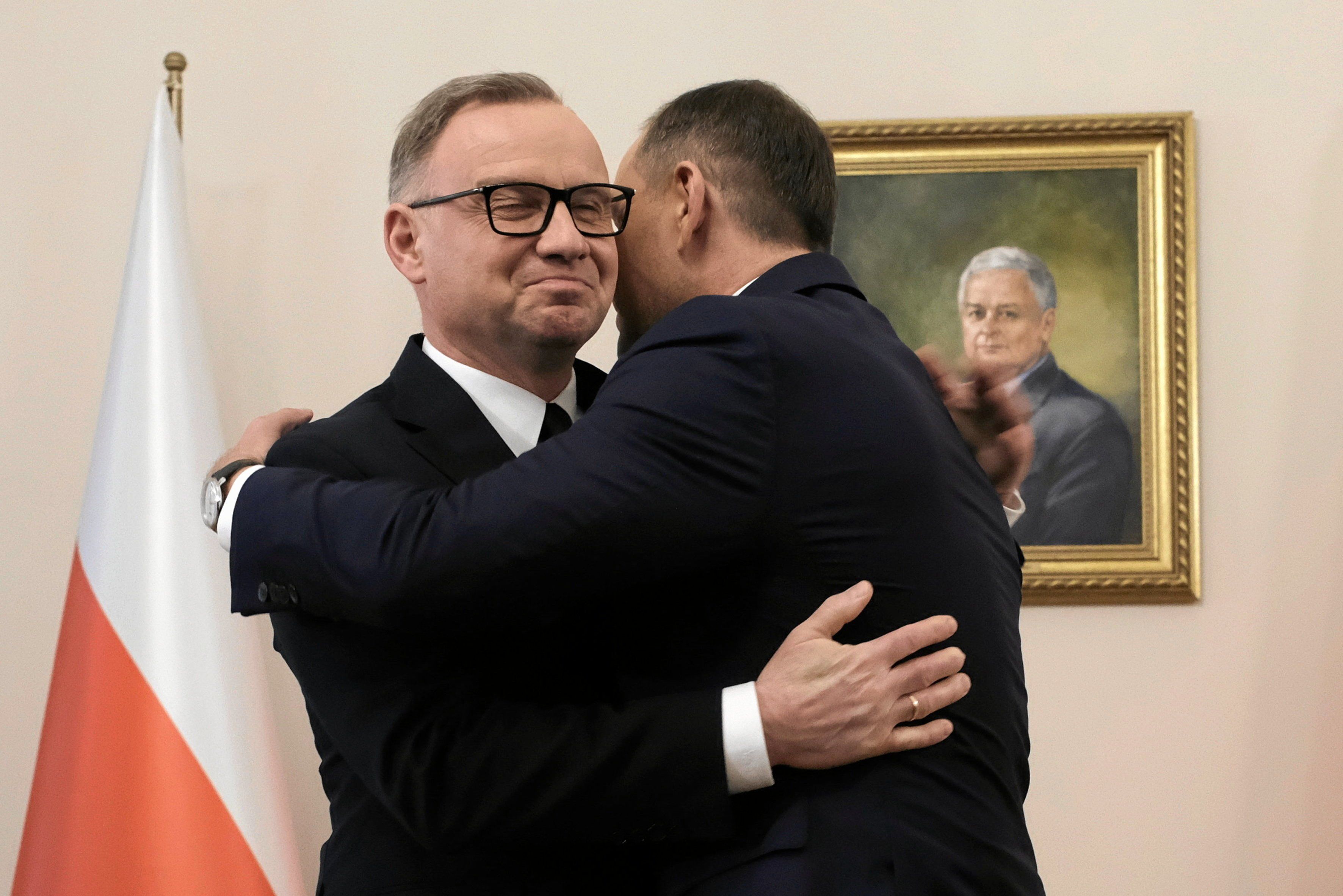 03.06.2025 Warszawa , Krakowskie Przedmiescie , Palac Prezydencki . Prezydent RP Andrzej Duda i Prezydent Elekt Karol Nawrocki podczas pierwszego spotkania po wyborach prezydenckich .
Fot. Slawomir Kaminski / Agencja Wyborcza.pl