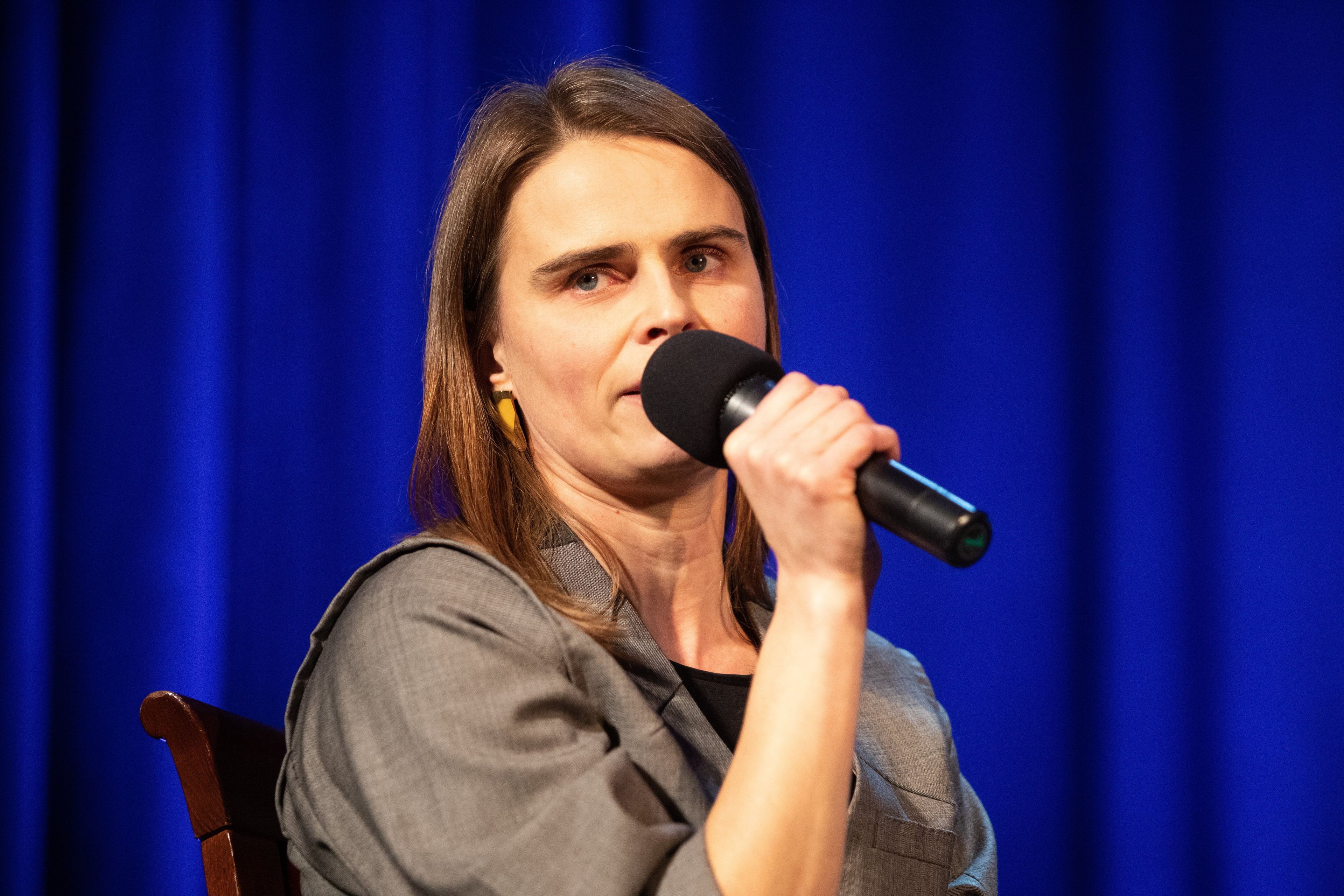 01.02.2022 Lublin , Teatr Stary . Dyrektor teatru Karolina Rozwod podczas konferencji prasowej na temat jubileuszu 200 lecia teatru .
Fot. Jakub Orzechowski / Agencja Wyborcza.pl