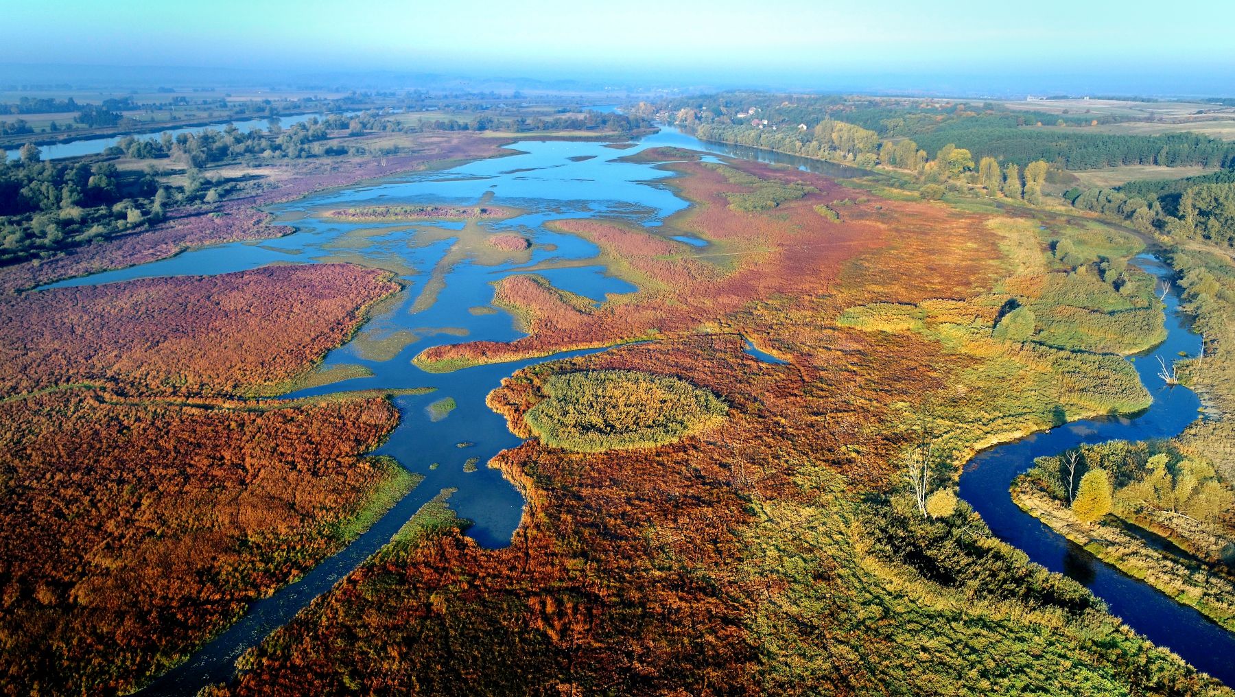 widok z lotu ptaka na rozlewisko