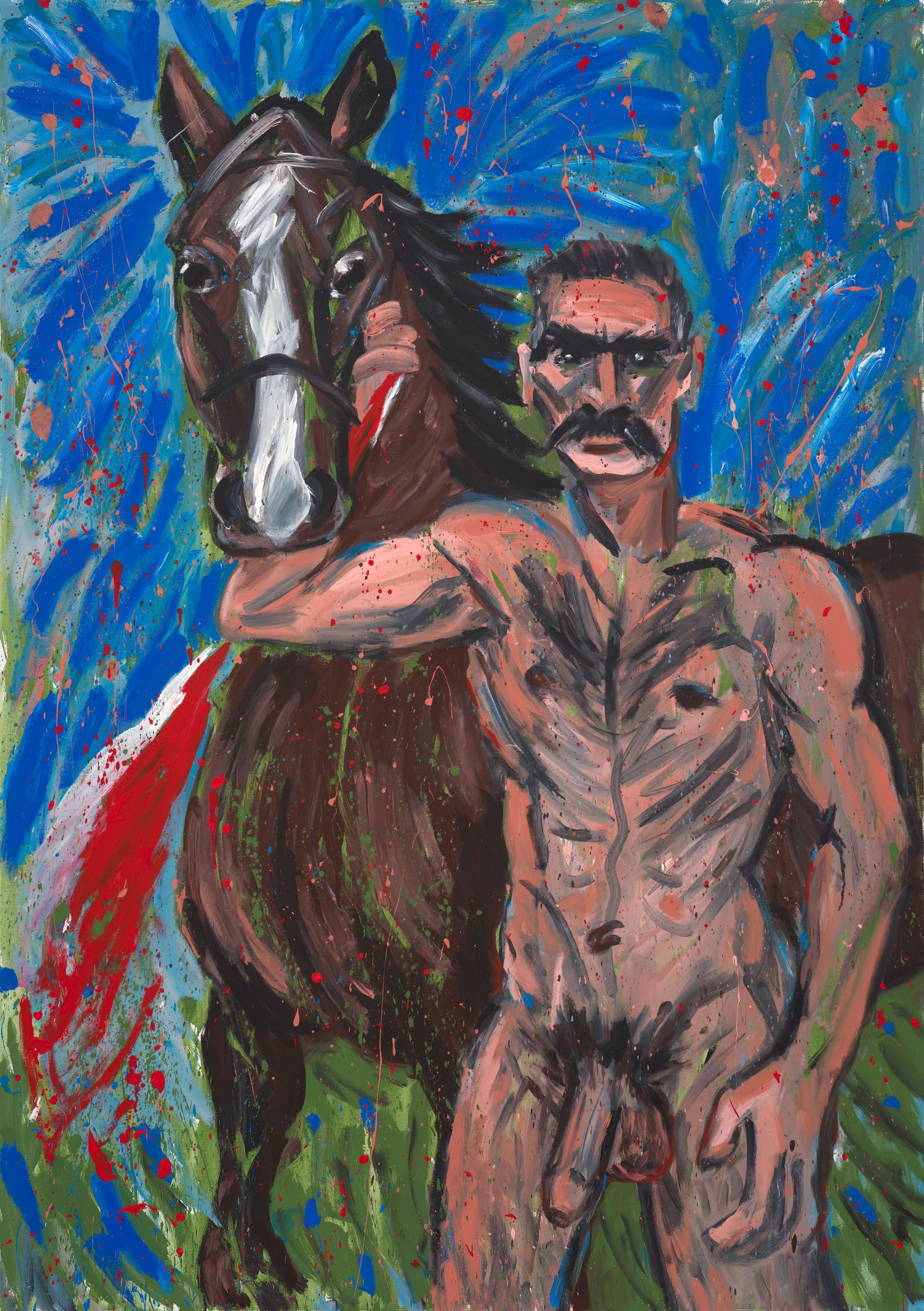 Karol Radziszewski, Kasztanka z Marszałkiem, 2024, akryl na płótnie, 170x120 cm, dzięki uprzejmości galerii BWA Warszawa