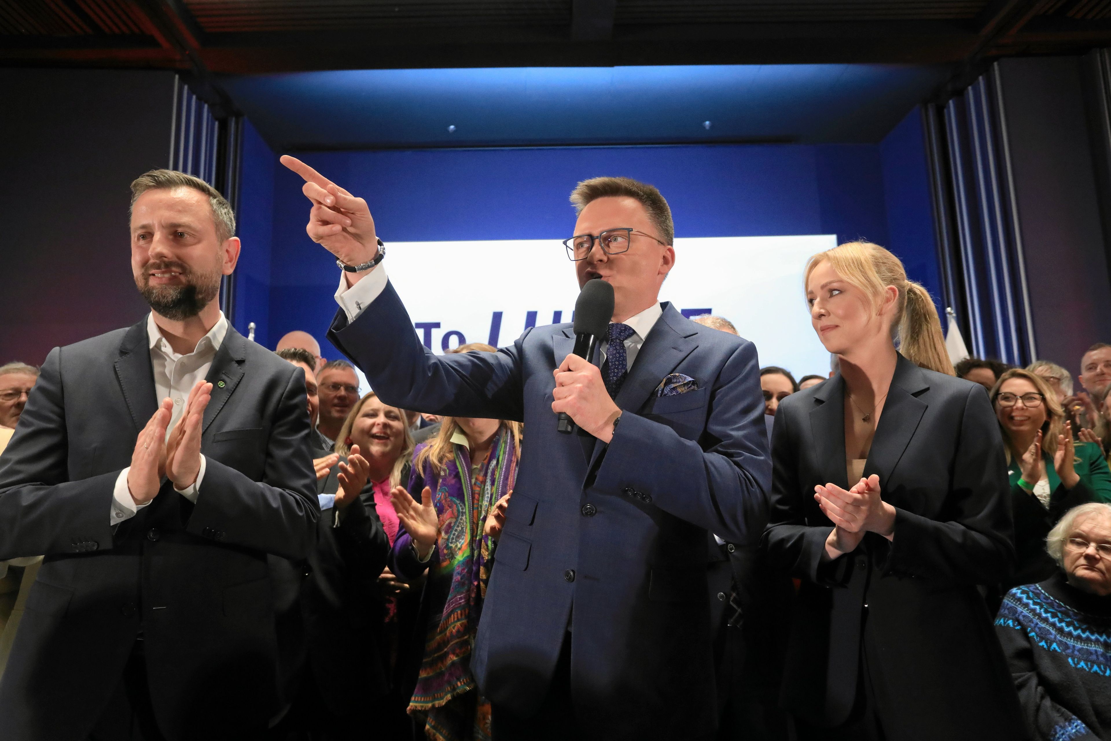 18.05.2025 Warszawa . Wieczor wyborczy Szymona Holowni .
Fot. Jacek Marczewski / Agencja Wyborcza.pl