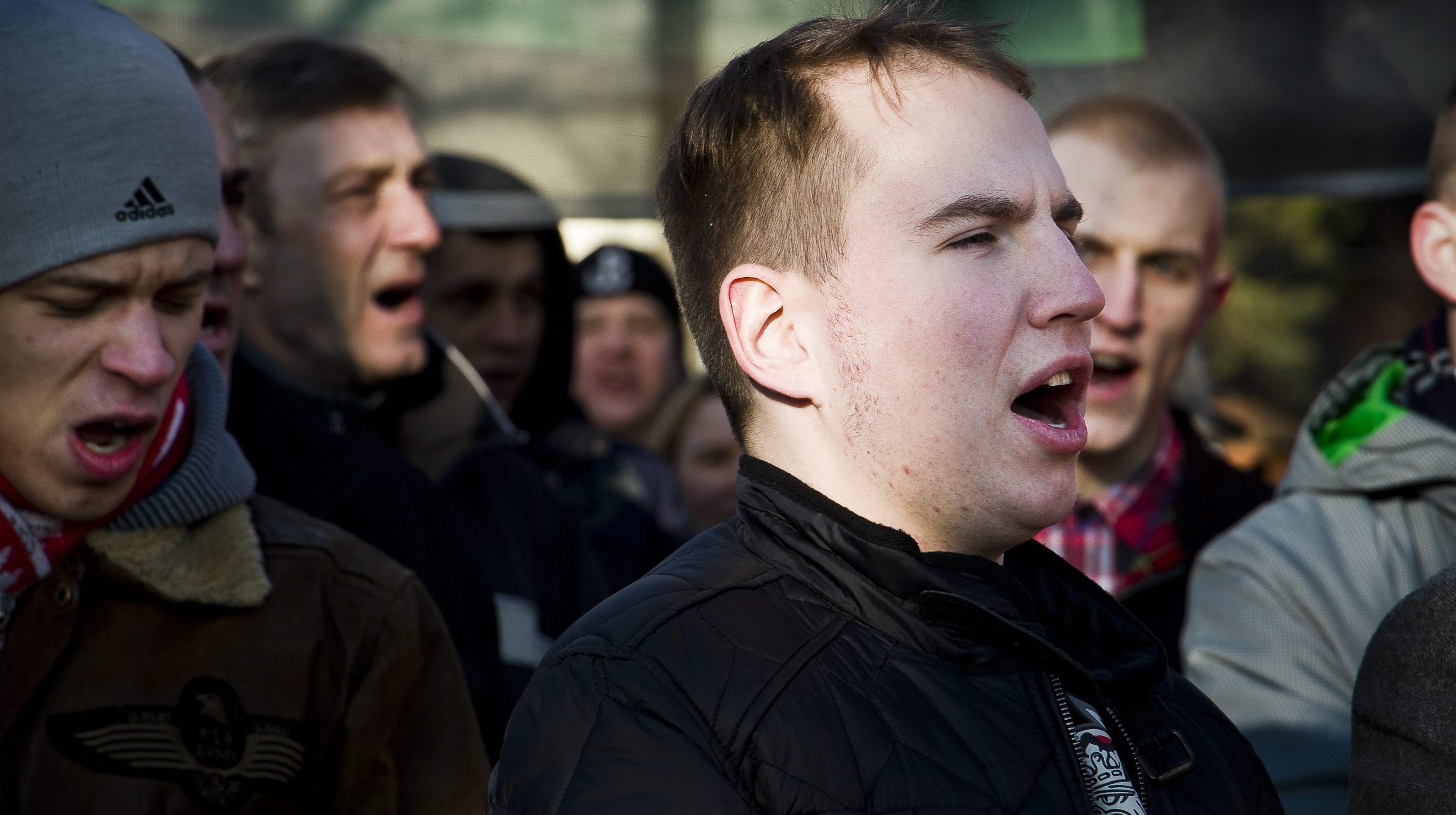 27.02.2016 Hajnowka . Posel Adam Andruszkiewicz , prezes Mlodziezy Wszechpolskiej . Marsz pamieci zolnierzy wykletych w przededniu ich swieta zorganizowany przez ONR Bialystok , Narodowa Hajnowka , Stowarzyszenie Historyczne im. Danuty Siedzikowny " Inki " .
Fot. Marcin Onufryjuk / Agencja Gazeta