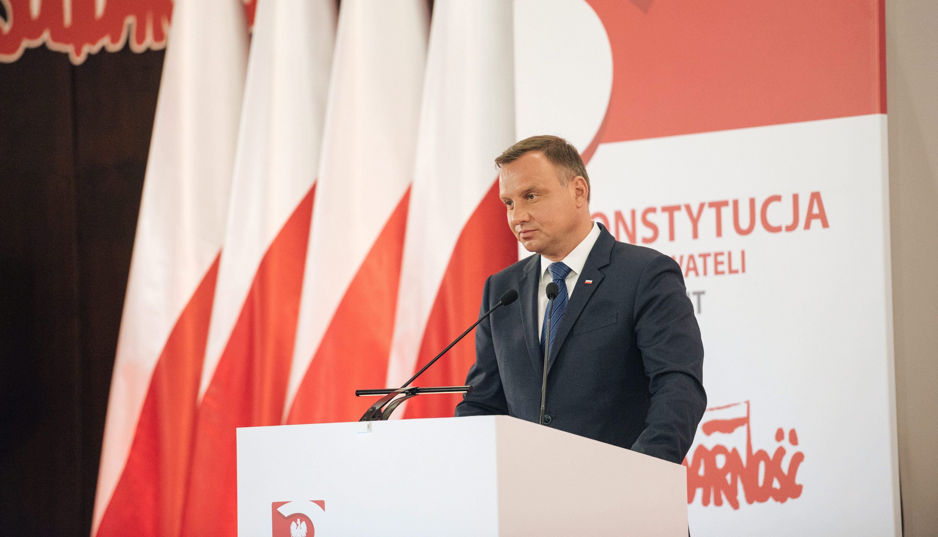 25.08.2017 Gdansk , Sala BHP . Prezydent Andrzej Duda podczas debaty " Konstytucja dla obywateli , nie dla elit? " dotyczacej zmian w konstytucji .
Fot. Bartosz Banka / Agencja Gazeta