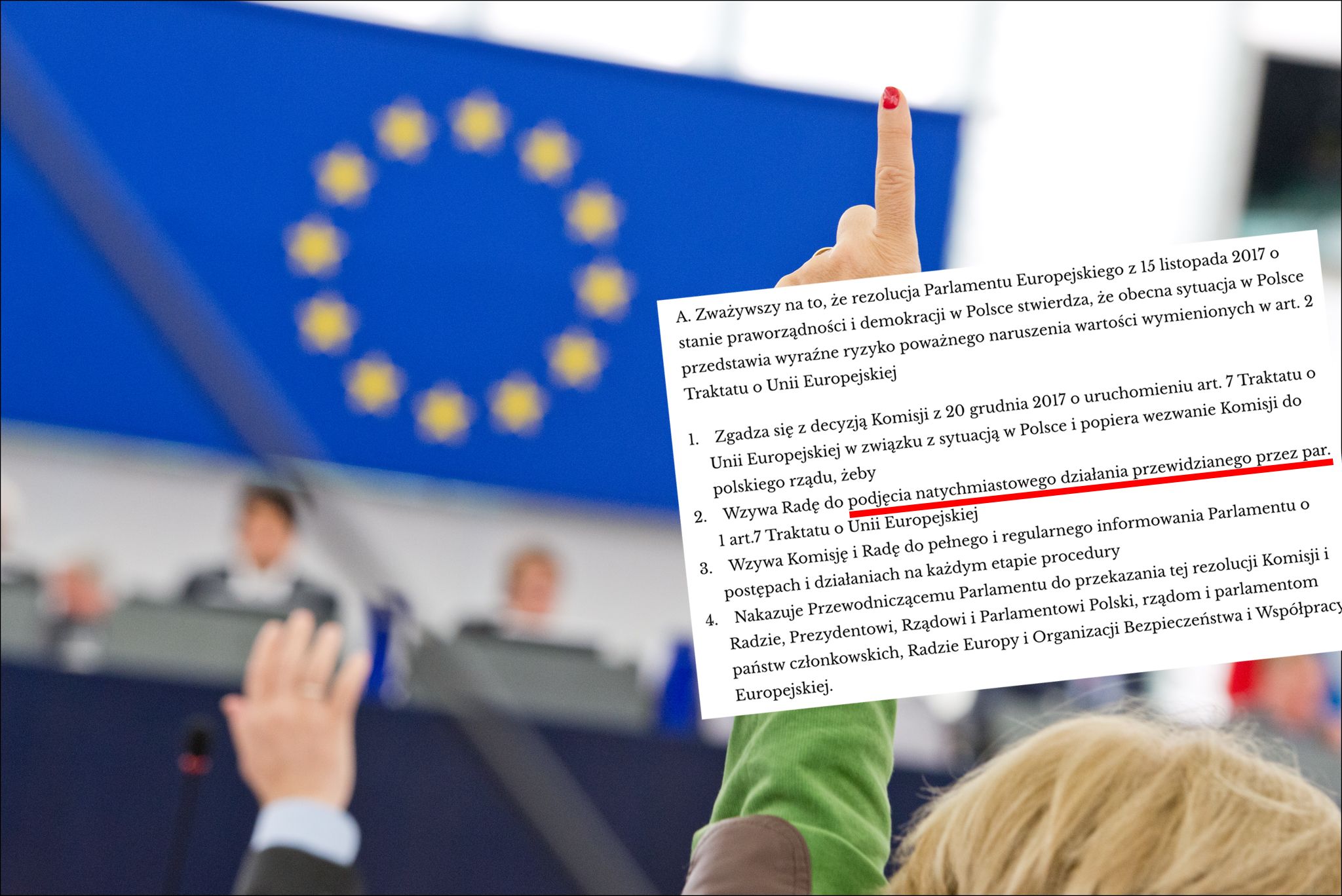 Grafika do artykułu Rezolucja Parlamentu UE w sprawie Polski: "wzywamy Radę do natychmiastowego działania"
