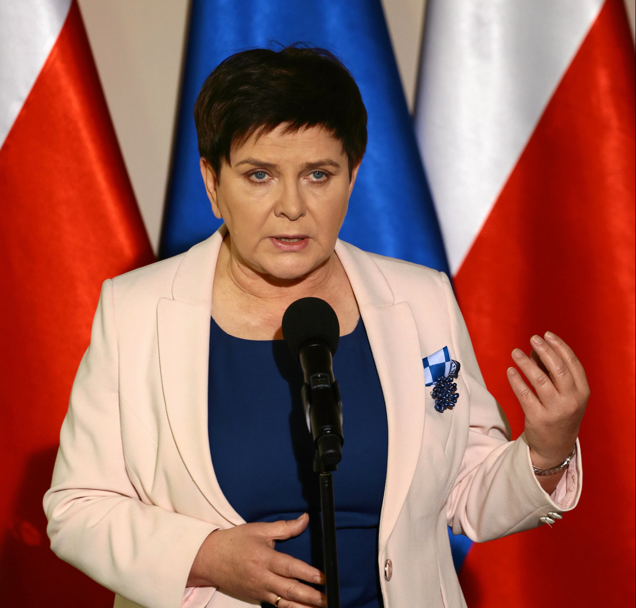 02.04.2019 Warszawa , ul Limanowskiego , Centrum Dialogu . Byla premier - obecna wicepremier rzadu PiS Beata Szydlo podczas konferencji prasowej . Przerwa w obradach trzeciego dnia rozmow ze zwiazkowcami  ZNP, OPZZ , Solidarnosci i Forum Zwiazkow Zawodowych . Przed spodziewanym , ogolnopolskim strajkiem w oswiacie .
Fot. Agata Grzybowska / Agencja Gazeta