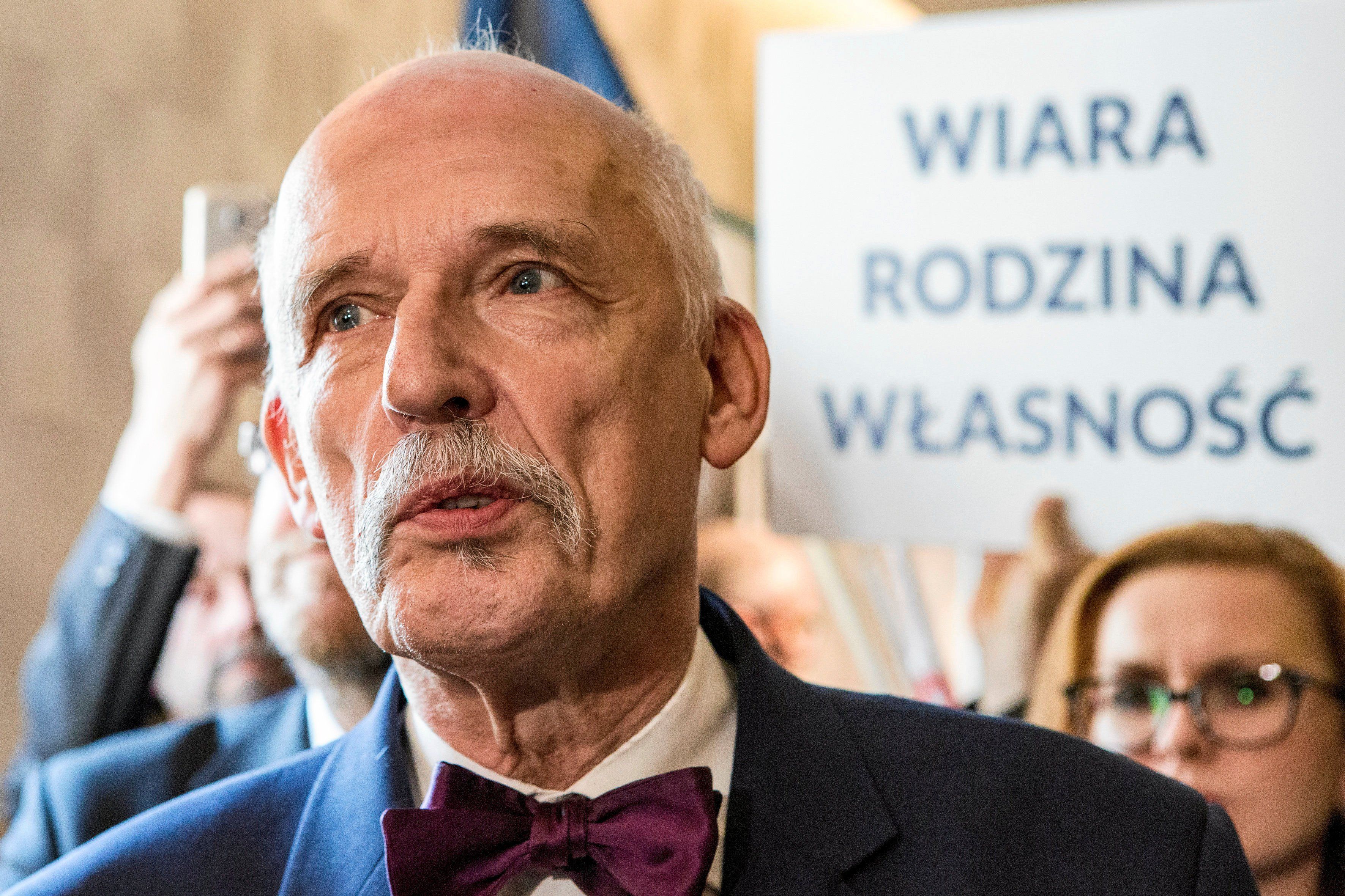 14.04.2019 Rzeszow . Hotel Ferdynand . Konwencja wyborcza Konfederacji Korwin Braun Liroy Narodowcy . Janusz Korwin-Mikke .
Fot. Grzegorz Bukala / Agencja Gazeta