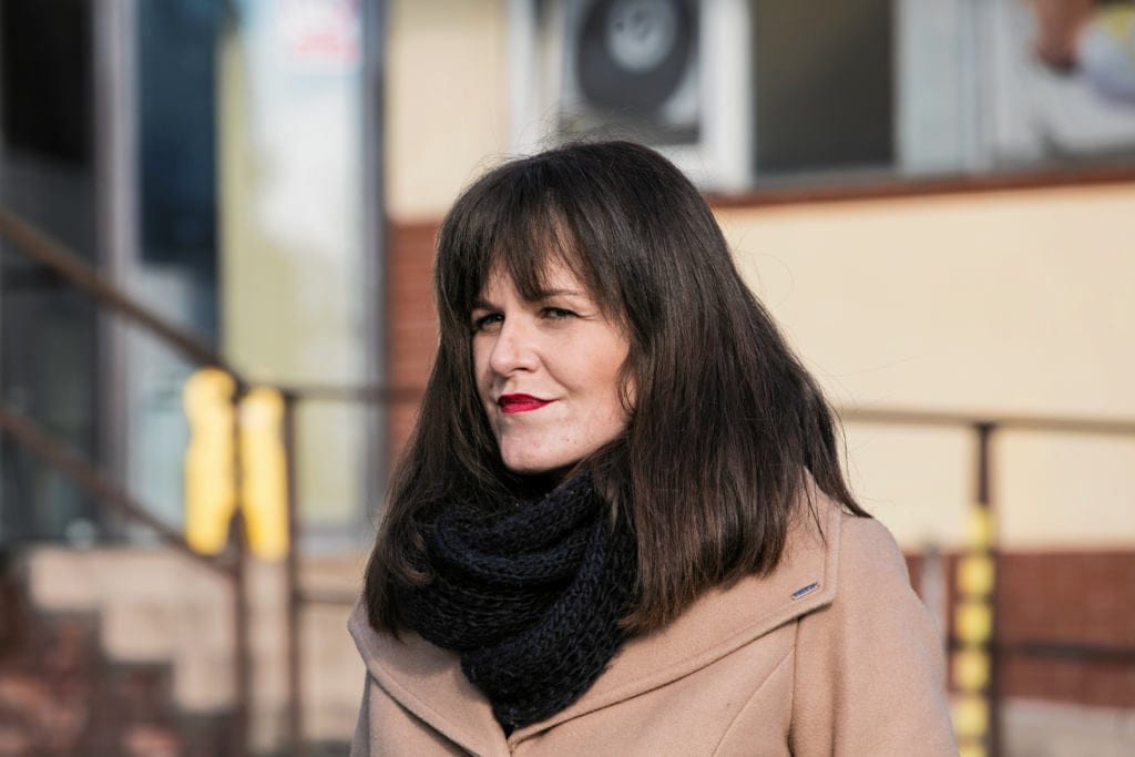 06.02.2019 Warszawa , ulica Nowogrodzka . Dorota Olko podczas konferencji prasowej Partii Razem pod siedziba Prawa i Sprawiedliwosci .
Fot. Adam Stepien / Agencja Gazeta