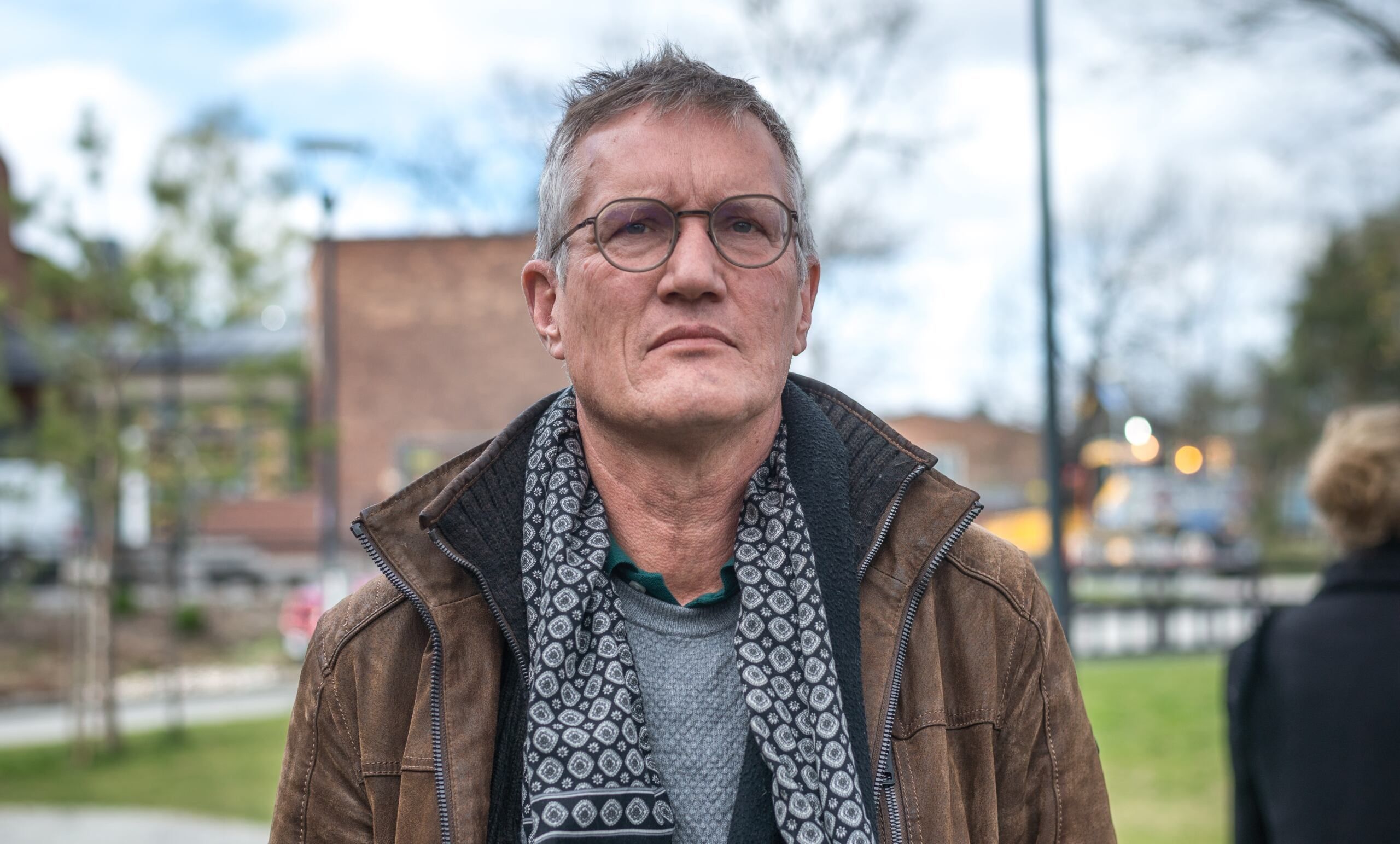 Anders Tegnell during the daily press conference outside the Karolinska Institute.