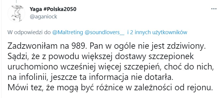 Internautka pisze o szczepieniach 40-latków
