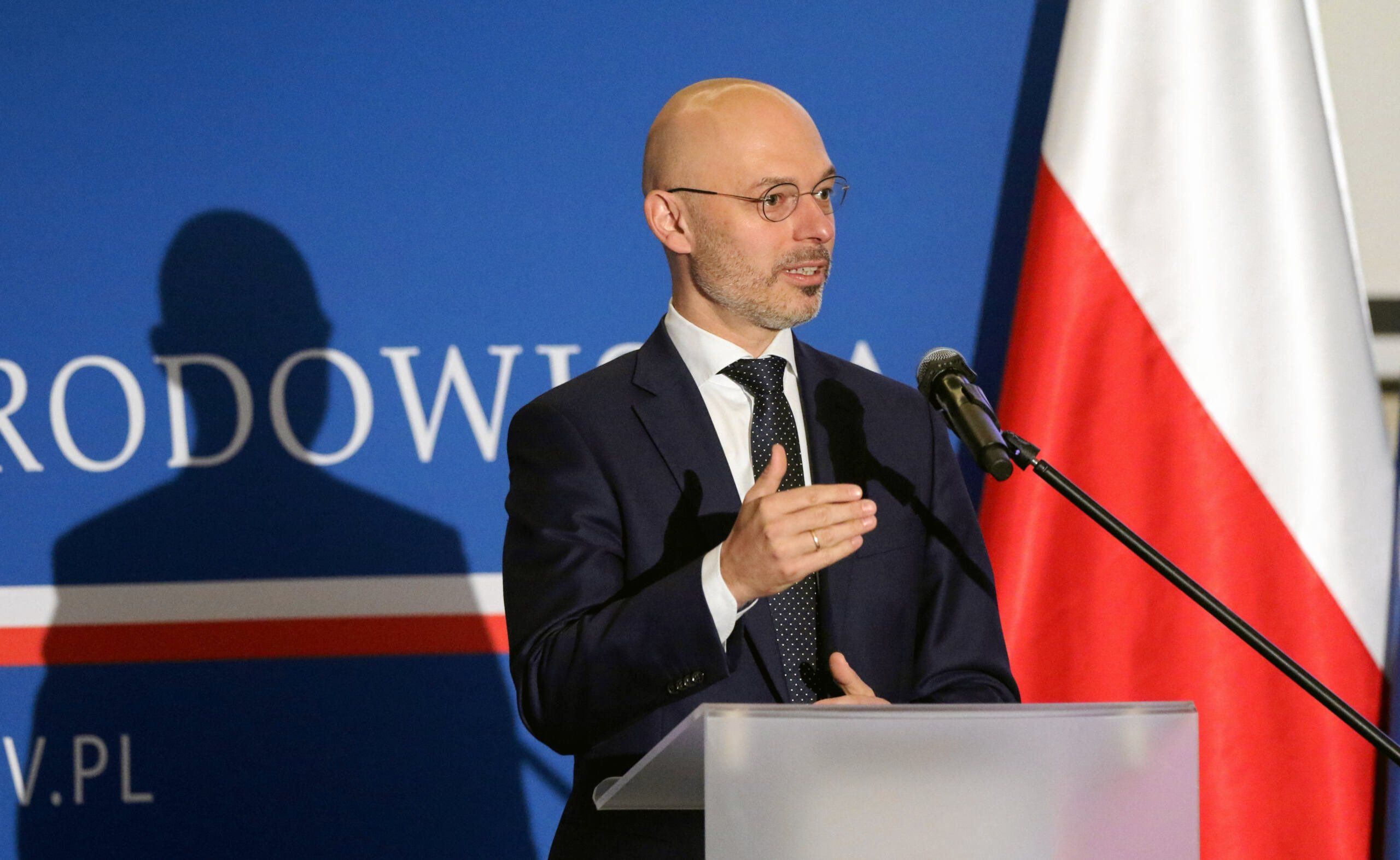Minister Klimatu Michał Kurtyka na konferencji prasowej