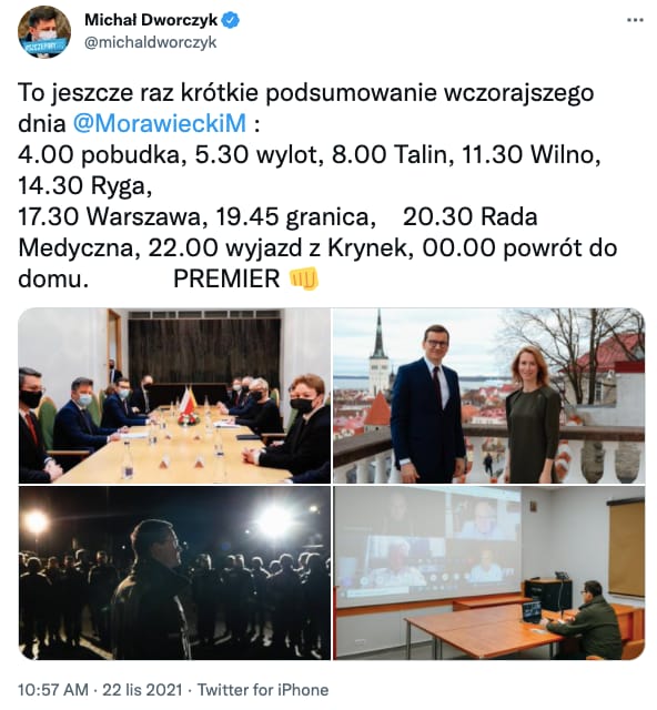 Michał Dworczyk o dniu premiera Mateusza Morawieckiego, źródło: Twitter