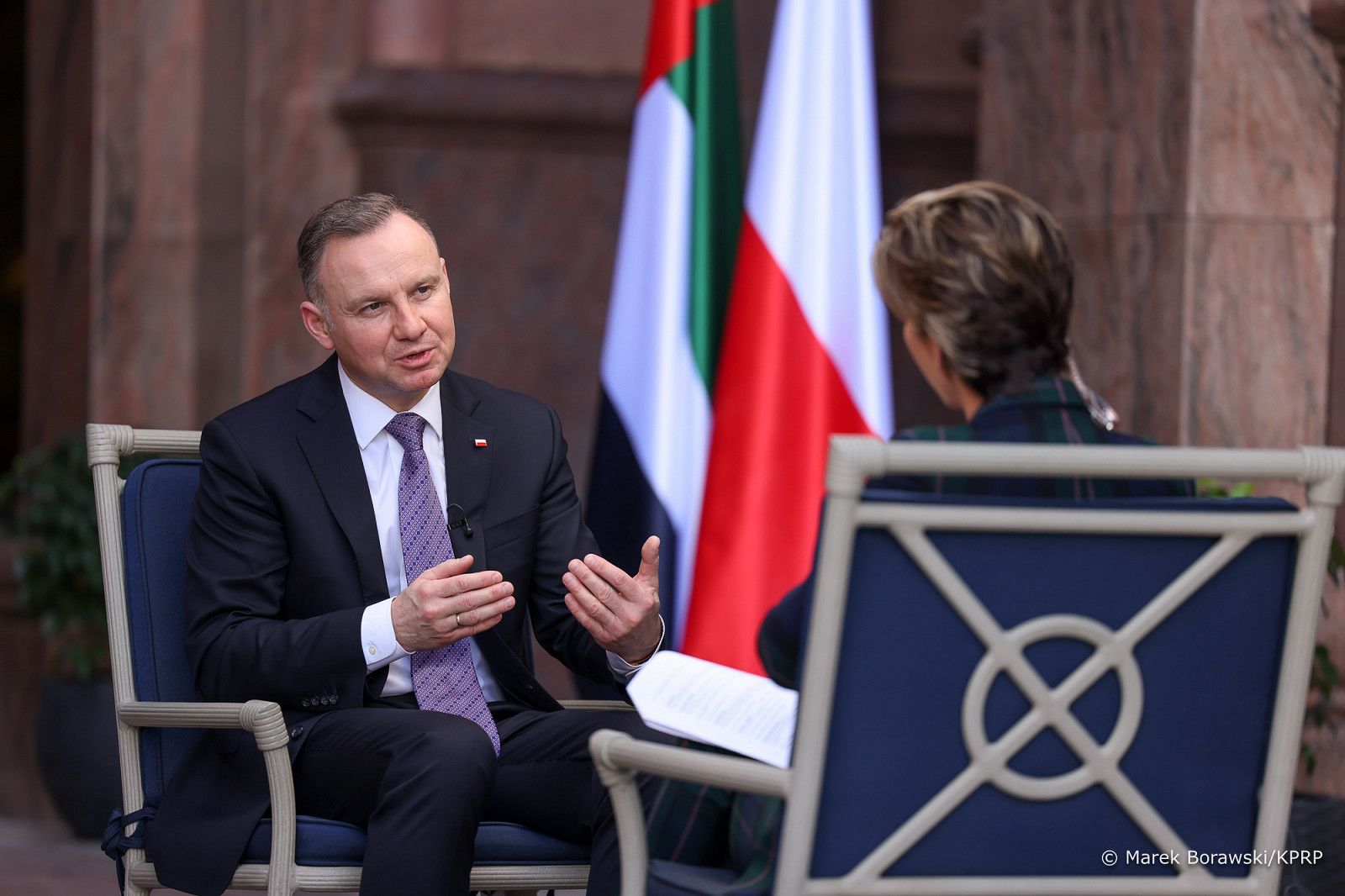 Prezydent Andrzej Duda w rozmowie z Becky Anderson, dziennikarką CNN