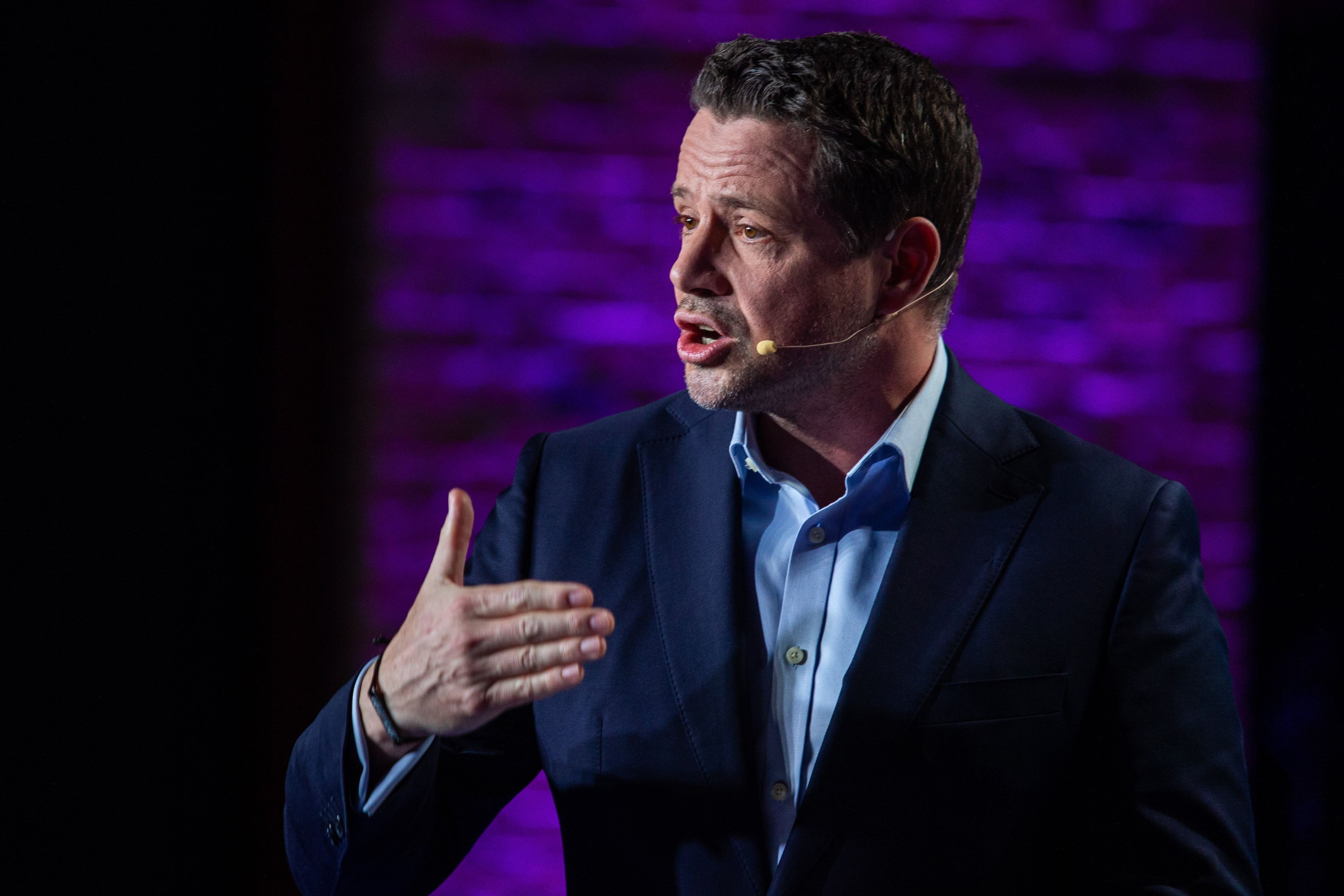 Rafał Trzaskowski przedstawi w Sejmie projekt ustawy „Stop TVP Info” zakładający likwidację kanału informacyjnego TVP. Na zdjęciu prezydent Warszawy Rafal Trzaskowski otwiera Campus Academy w Młynach Rothera, 20 stycznia 2023. Fot. Roman Bosiacki / Agencja Wyborcza.pl