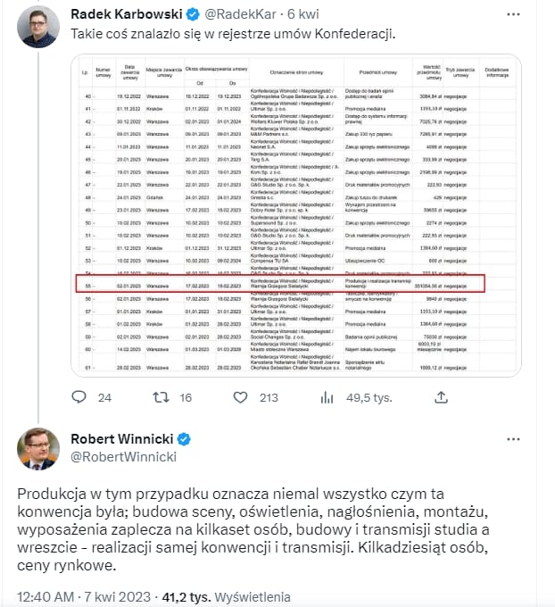 Screeny opisanych tweetów
