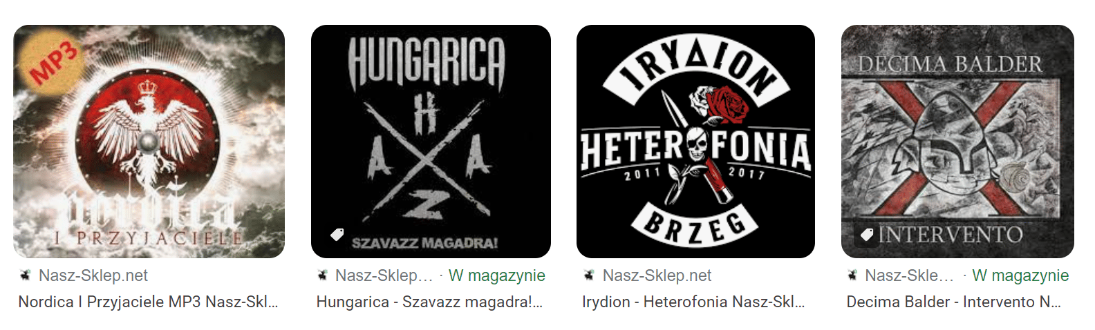 Zrzut ekranu asortymentu płyt CD z opisywanego sklepu internetowego Grzegorza S.