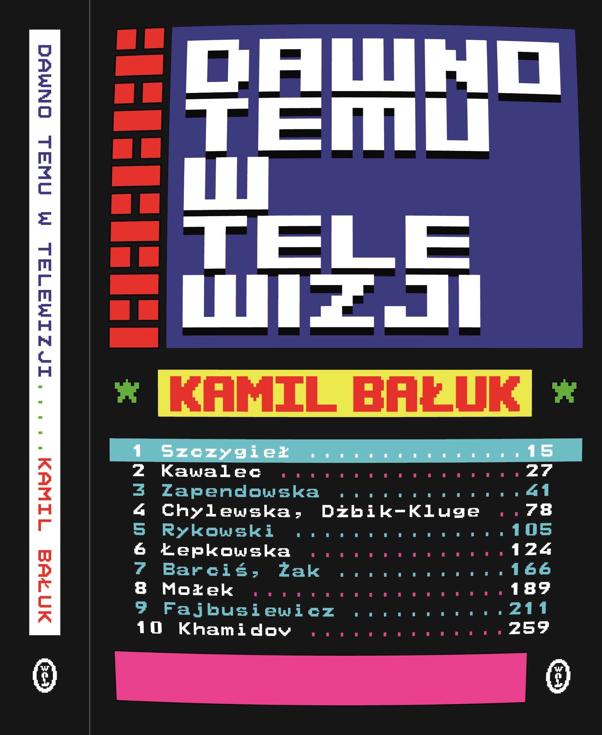 Okładka książki „Dawno temu w telewizji”, grafika przypomina Telegazetę