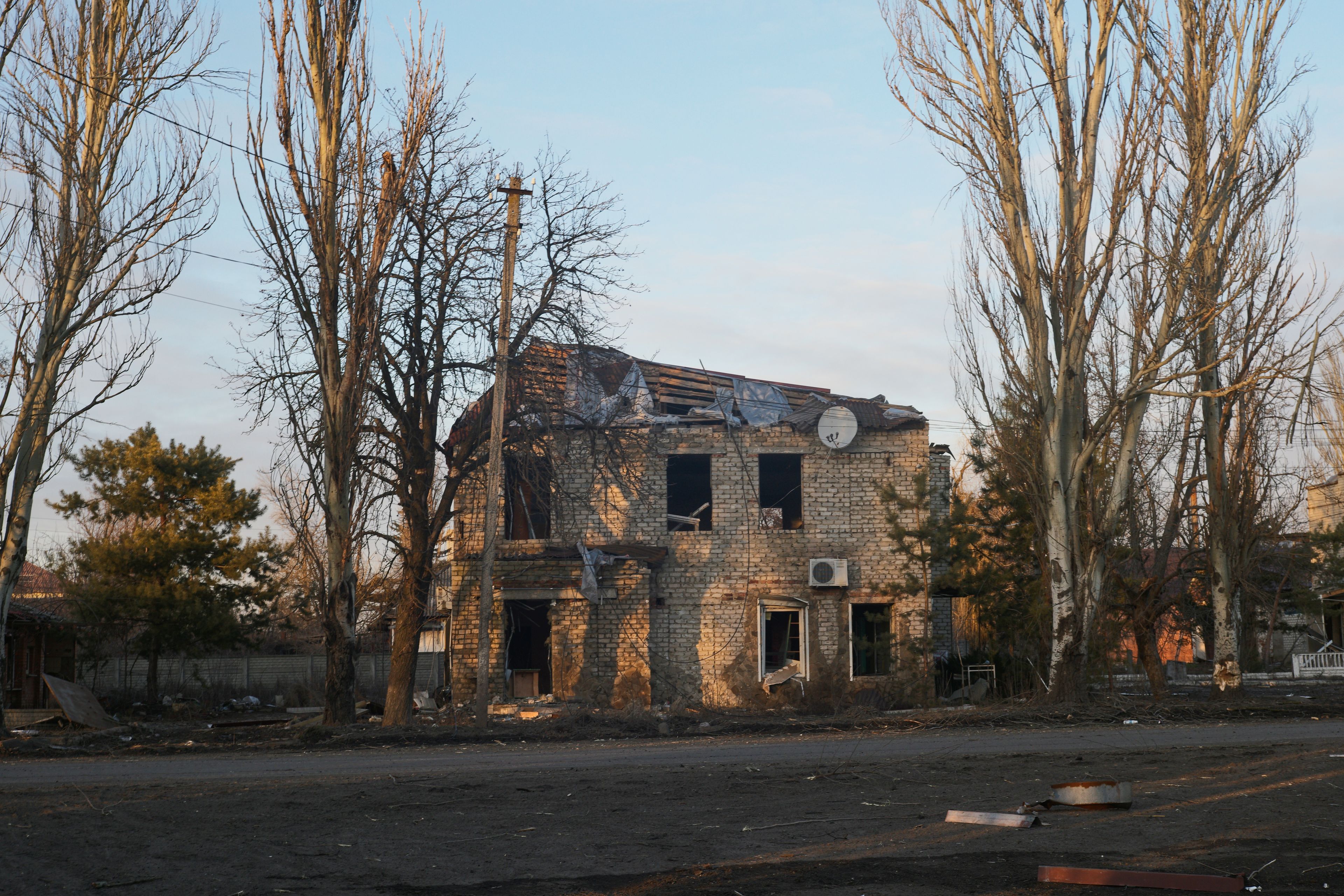 Ocheretyne, zniszczone miasto, obecnie ok 4km od lini frontu i wjazdu do avdiiwki